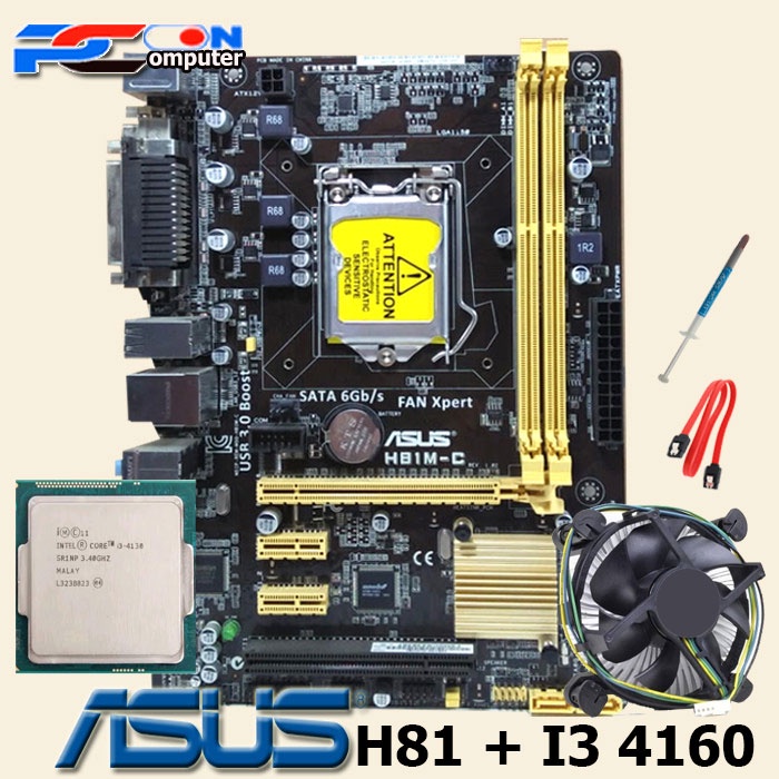 Jual Mainboard Mobo Motherboard Soket Lga 1150 H81 I3 4160 Dan Fan