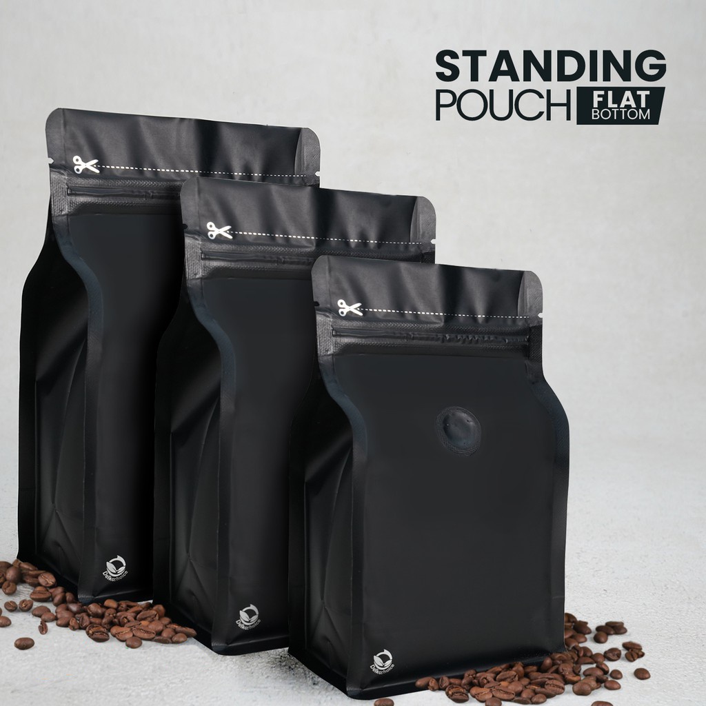 Jual Standing Pouch Flat Bottom Valve Kemasan Kopi Shopee Indonesia