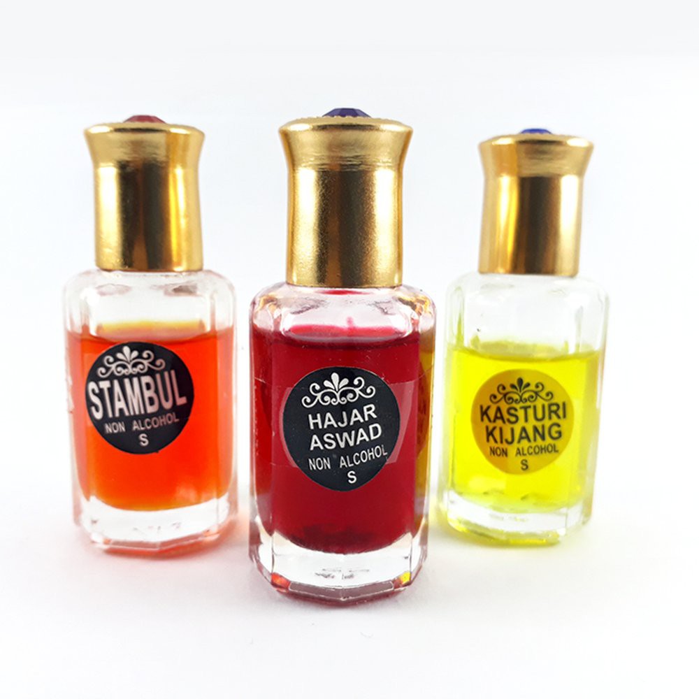 Jual Paket Parfum Minyak Wangi Stambul Kasturi Kijang Hajar Aswad Botol