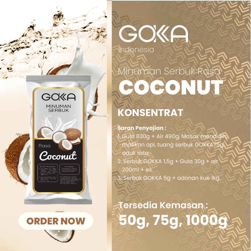 Jual Minuman Bubuk Rasa Kelapa Powder Coconut Gokka Kemasan 50gr