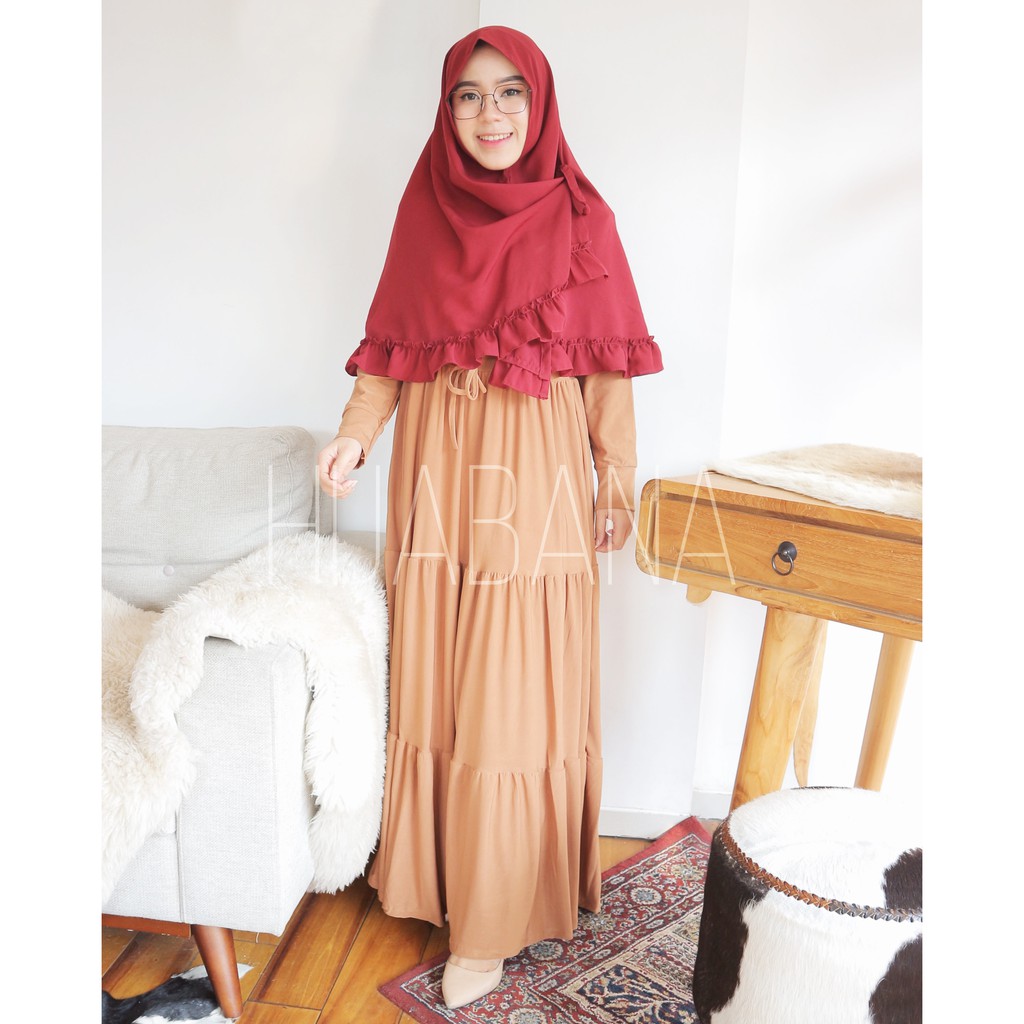 Jual Gamis Kayla Syar I Jersey Super Susun Rempel Gamis Canda Serut