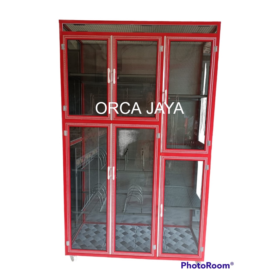 Jual Fullbox Pintu Rak Piring Full Box Tiang Holo Ulir Kaca Riben