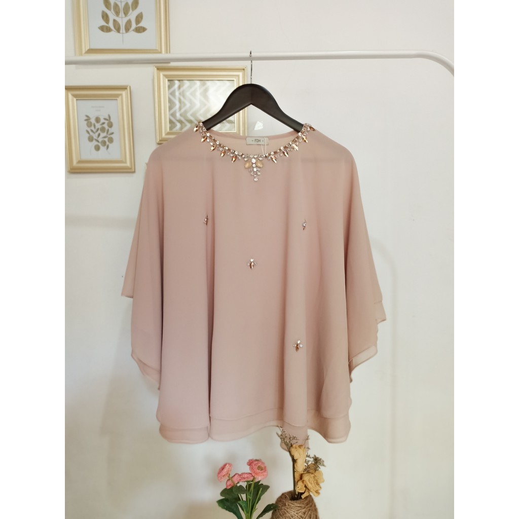 Jual Aznia Blouse Nude Coklat Susu Shopee Indonesia