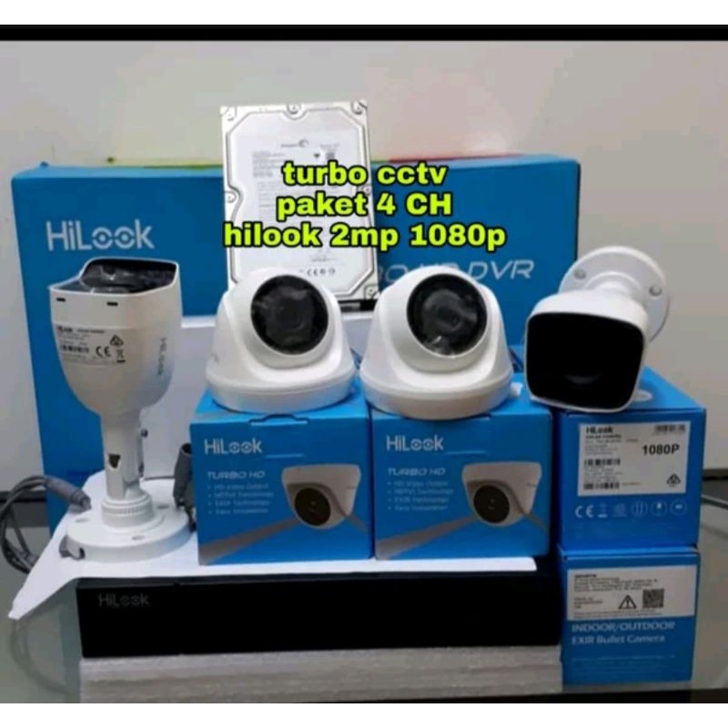 Jual PAKET CCTV HILOOK 4 CHANNEL KAMERA FULL HD 2MP CAMERA Promo Diskon