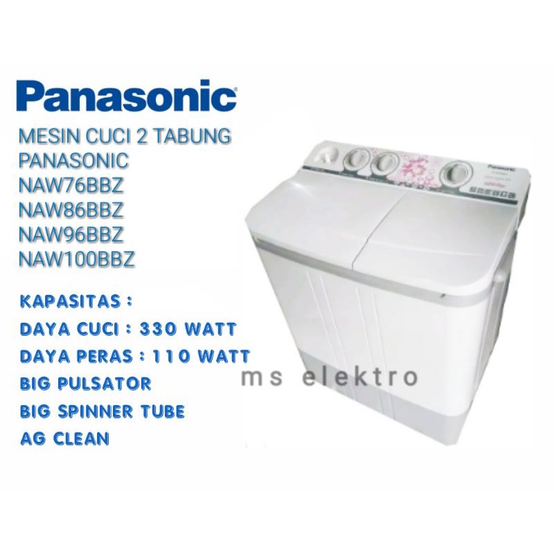 Jual Mesin Cuci Panasonic 2 Tabung 7 5kg 8 5kg 9 5kg 10kg NA W76BBZ2