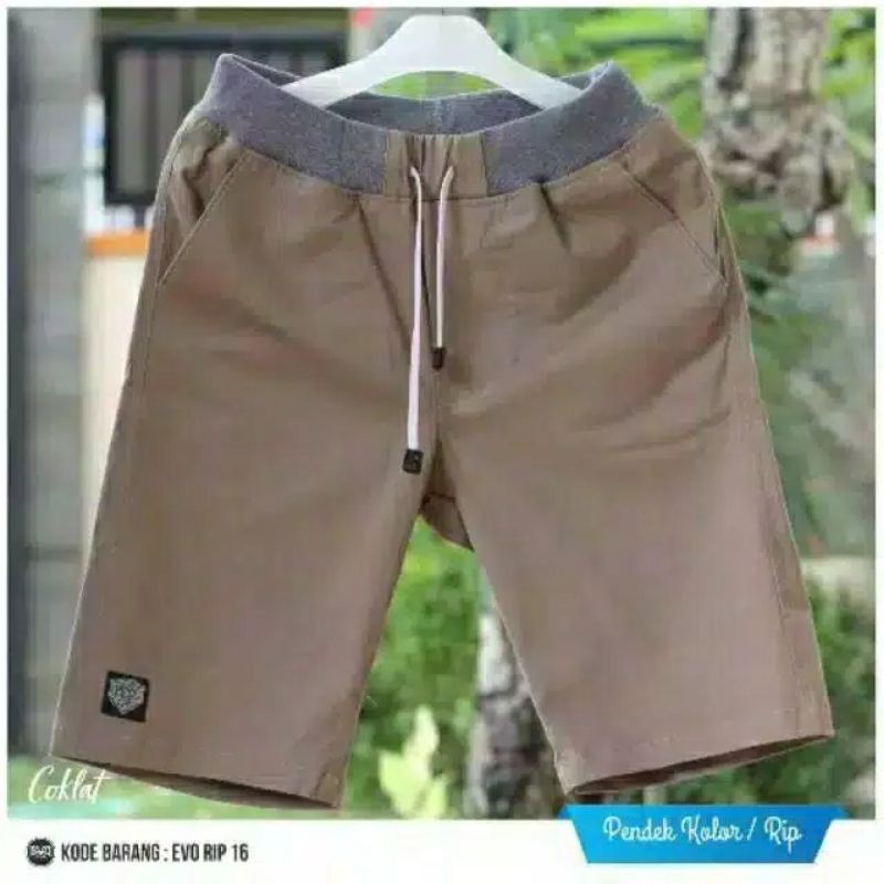 Jual BIG SIZE Celana Chino Pendek Pria Mick Pinggang Karet Rip Katun