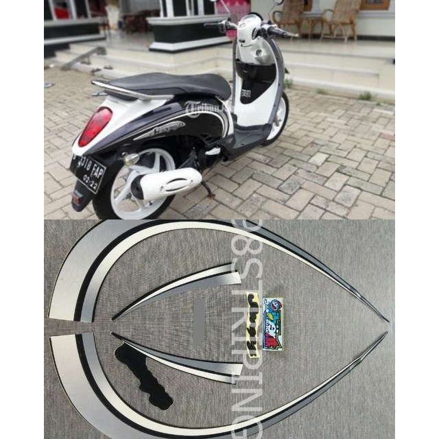 Jual STIKER STRIPING LIS STANDAR ORI HONDA SCOOPY SILVER HITAM TAHUN