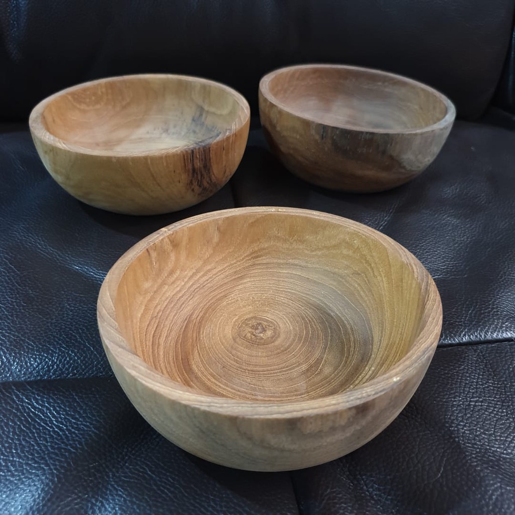 Jual Tama Wooden Bowl Cm Mangkok Mangkuk Kayu Jati Shopee Indonesia