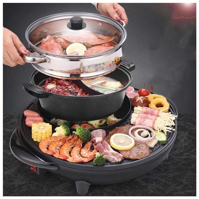 Jual Panci Elektrik In Bbq Grill Hotpot Sukiyaki Shabu Steam Electric