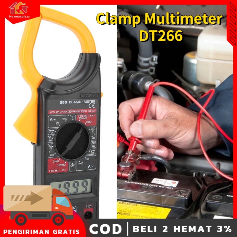 Jual DT266 Digital Clamp Multimeter Dengan Baterai Tang Amper Digital