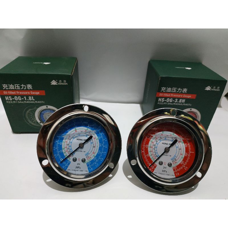 Jual Pressure Gauge Merah Freon 550 PSI Hongsen Shopee Indonesia