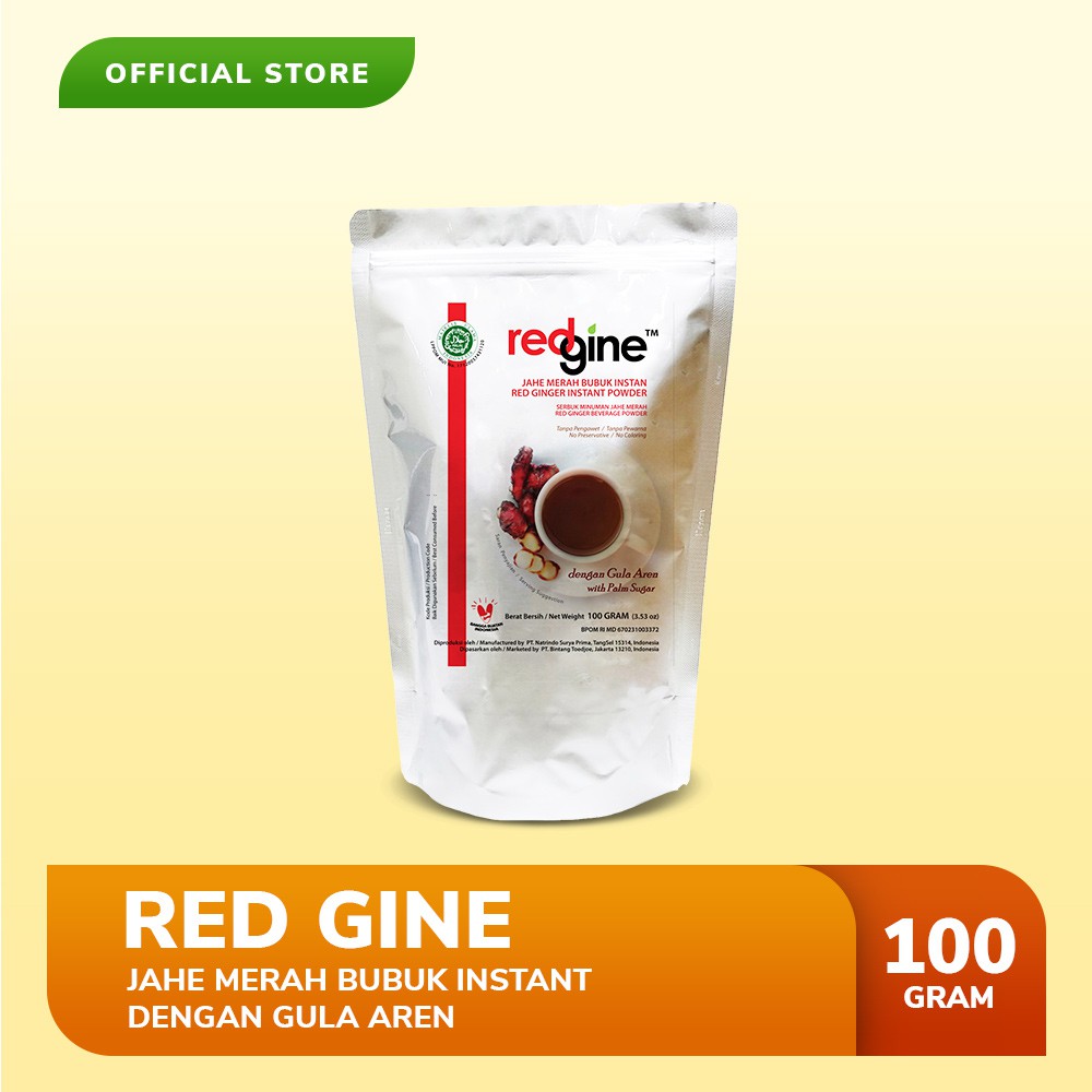 Jual Jahe Merah Bubuk Instan Dengan Gula Aren Redgine 100 Gram