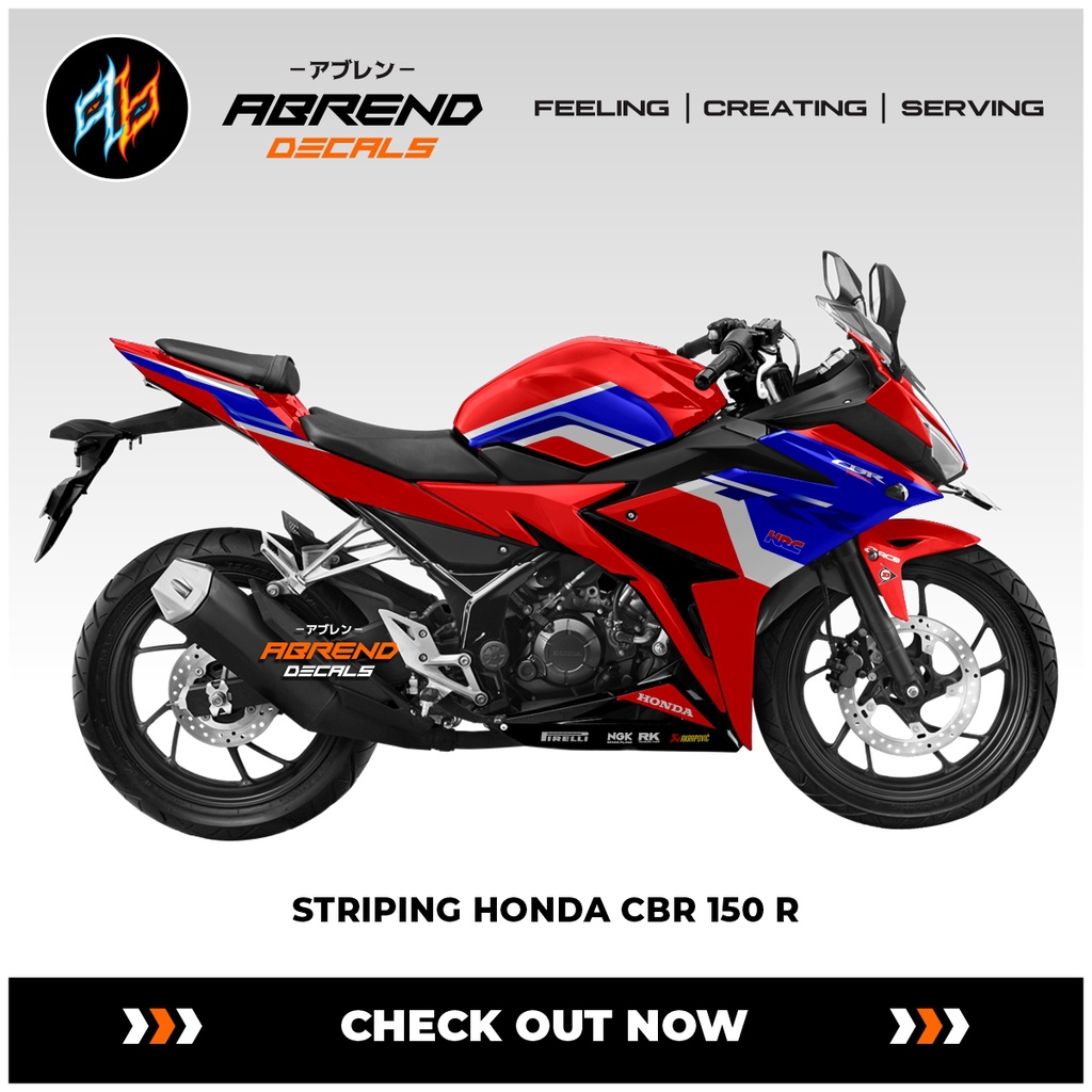 Jual Striping Cbr 150R Facelift Hrc Tri Color Stiker Motor Honda Cbr