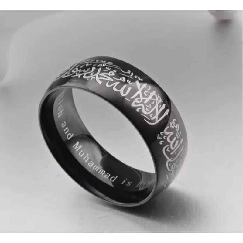 Jual Cincin Tauhid Hitam Syahadat Muslim Tulisan Arab Islam Lafadz