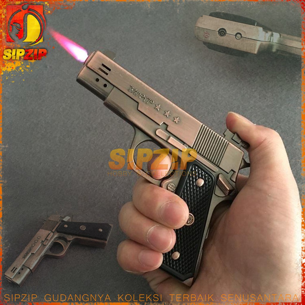 Jual KOREK API PISTOL GOLD ROSE BARETTA GAS BUTANE LIGHTER GUN Shopee