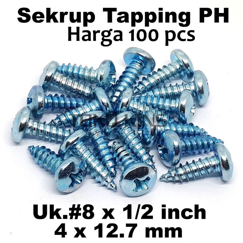 Jual Sekrup PH 8 X 1 2 Per 100 Pcs Tapping PAB Skrup 4 X 13 Mm Obeng