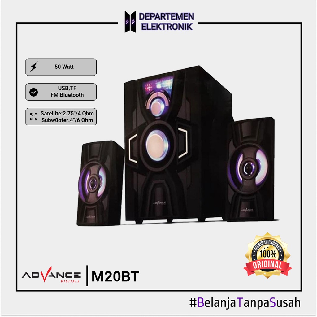 Jual Advance M 20 BT Speaker Bluetooth Subwoofer 2 1CH Hitam Hitam