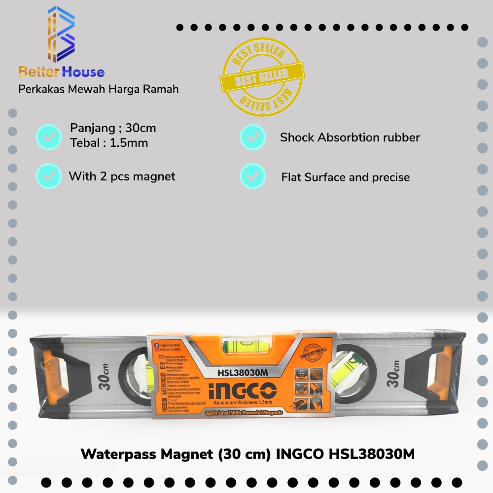 Jual Waterpass Water Pass Magnet 30 Cm INGCO HSL38030M Shopee Indonesia