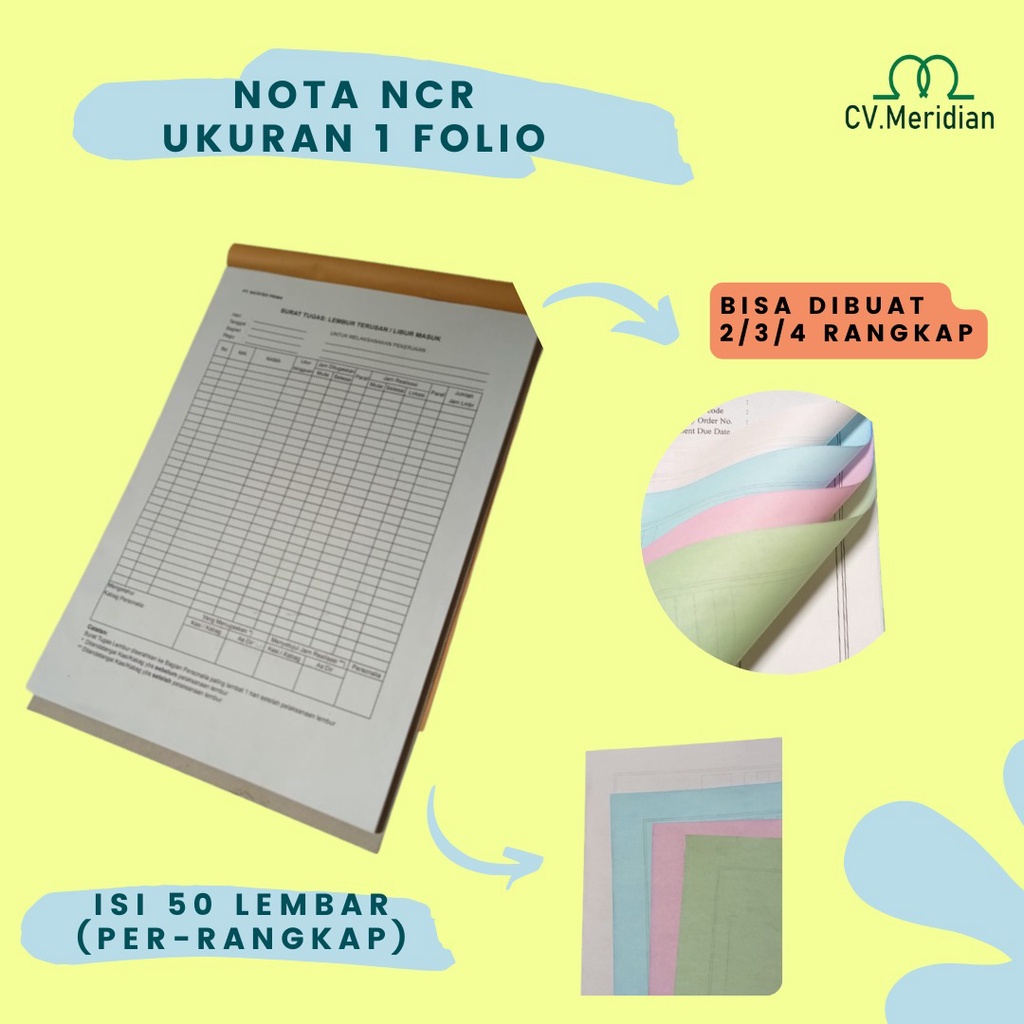 Jual CETAK NOTA BON SURAT JALAN KWITANSI INVOICE NCR 1FOLIO 2 3 4PLY