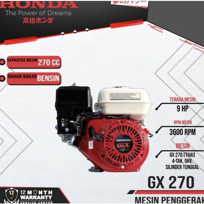 Jual Mesin Serbaguna Asli Honda Gx 270 T2 Thai 9 Hp Mesin Penggerak