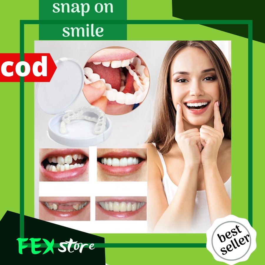 Jual Snap On Smile Veneer Gigi Palsu Satu Set Atas Bawah Silikon