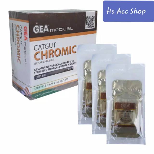 Jual Catgut Chromic 3 0 GEA Isi 24pcs Benang Tanpa Jarum Shopee