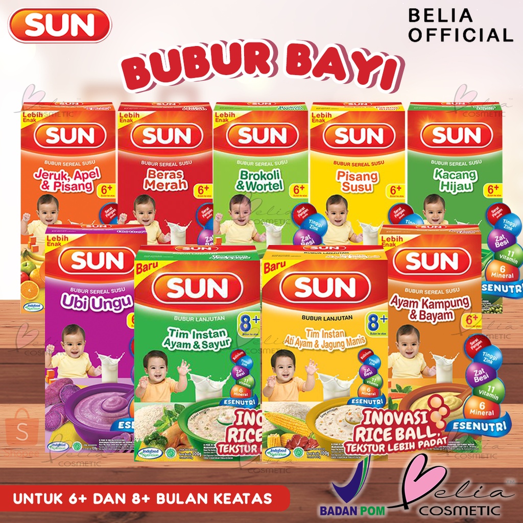 Jual BELIA SUN Bubur Sereal Susu 100g 120g Bayi 6 Bulan Keatas Tim