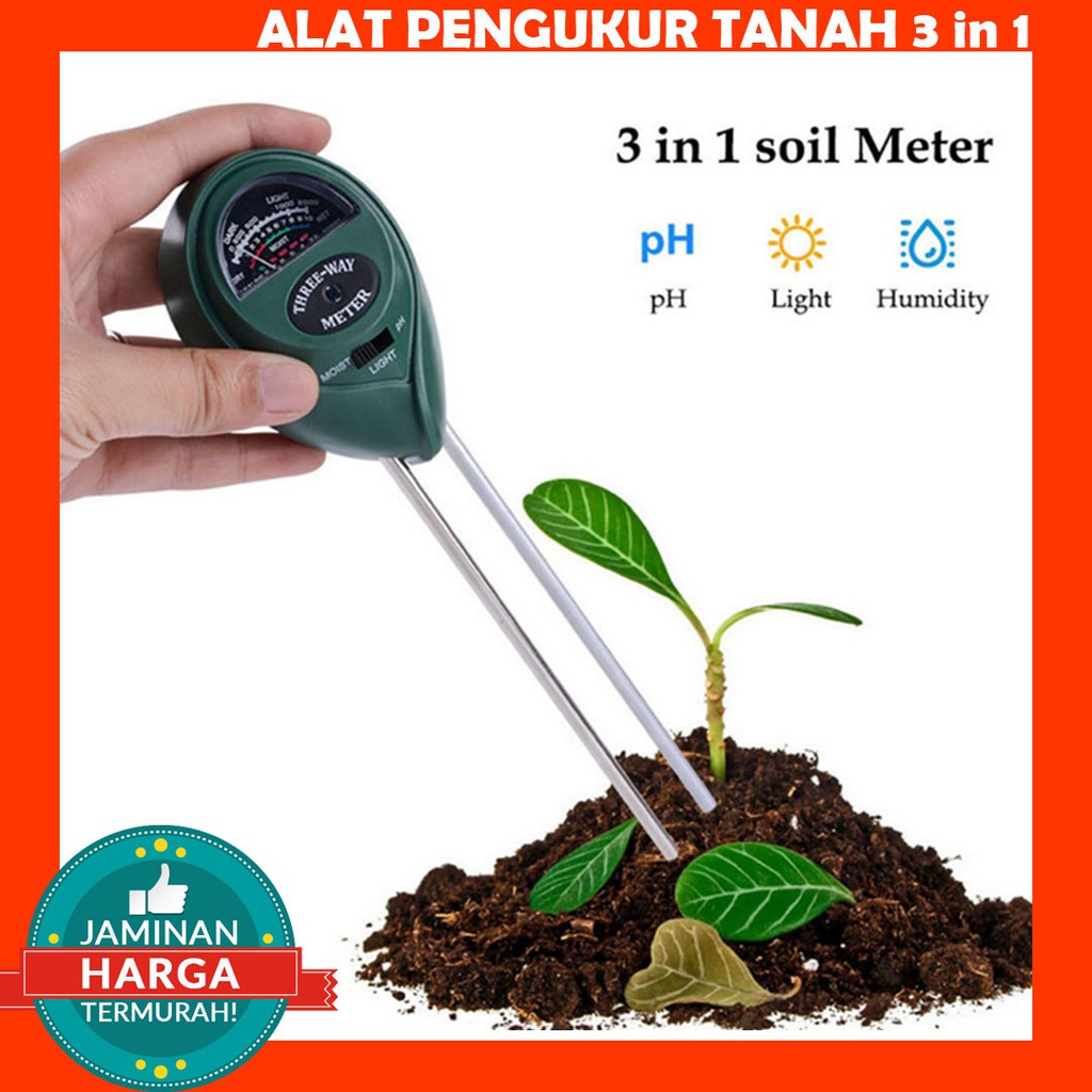 Jual Alat Pengukur Kelembaban PH Temperatur Cahaya 3in1 Tanah Soil