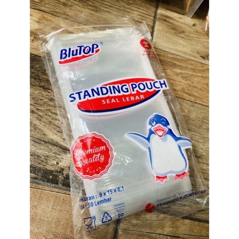 Jual Standing Pouch Blutop Ukuran 9 X 15 Isi 50lembar Double Seal