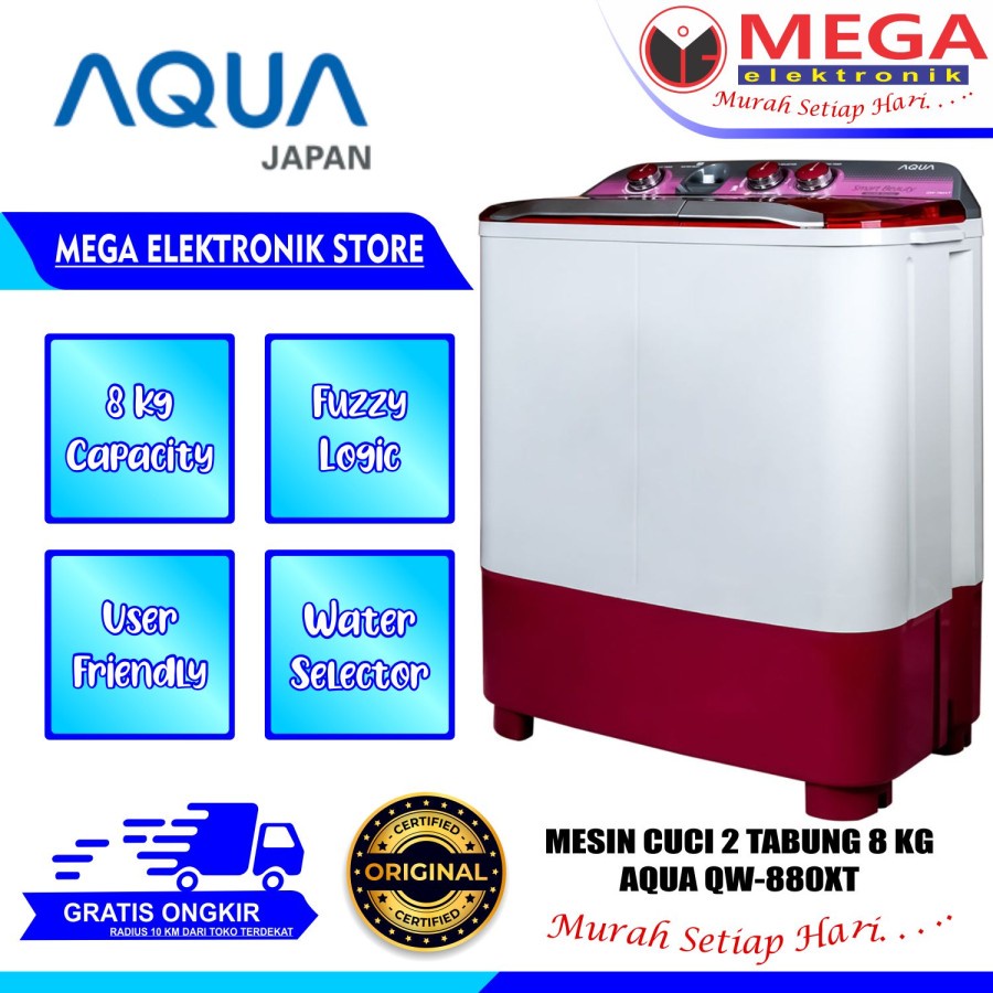 Jual MESIN CUCI AQUA 2 TABUNG QW 880XT QW 880 XT QW880XT KAPASITAS