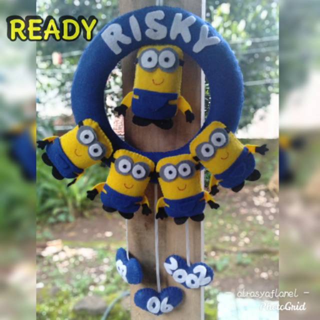 Jual Hiasan Dinding Hanging Door Boneka Flanel Karakter Minion