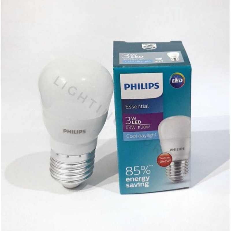 Jual PHILIPS LAMPU LED ESSENTIAL 3W 3WATT WATT BOHLAM ESS BULB GARANSI