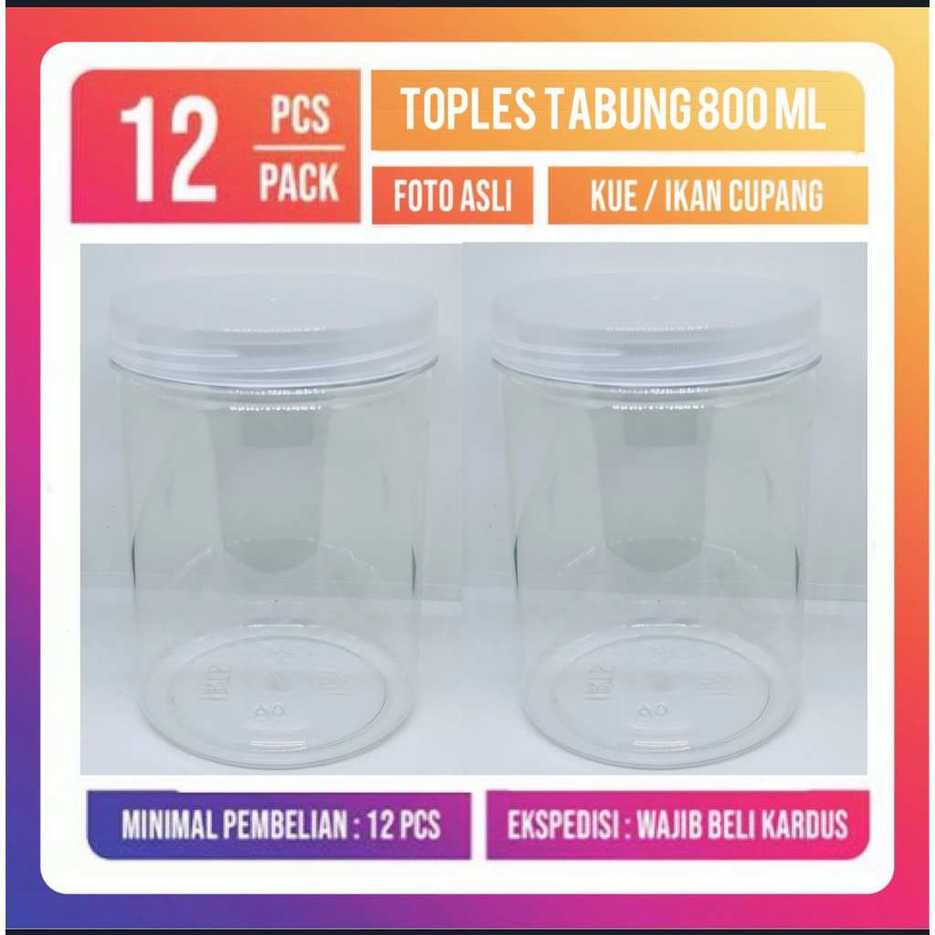 Jual Toples Plastik 800 Ml Toples Tabung 800 L Toples Kue 800 Ml Toples