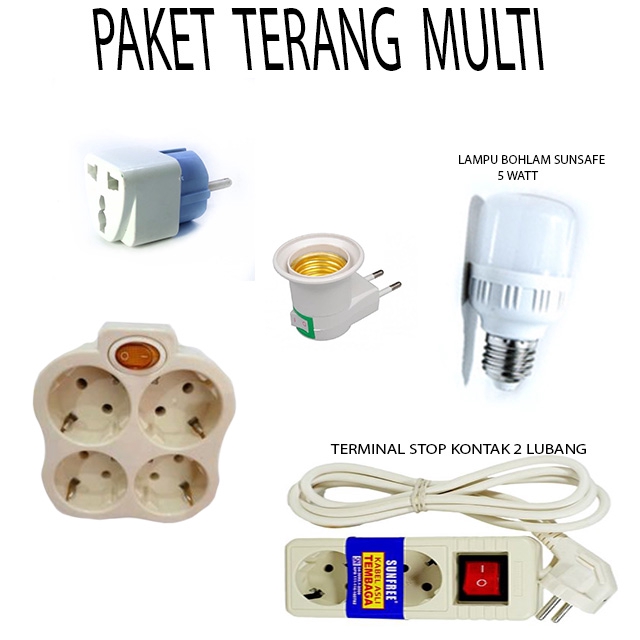 Jual Paket Terang Multi Lampu Bohlam Led Sunsafe W Dengan Adaptor