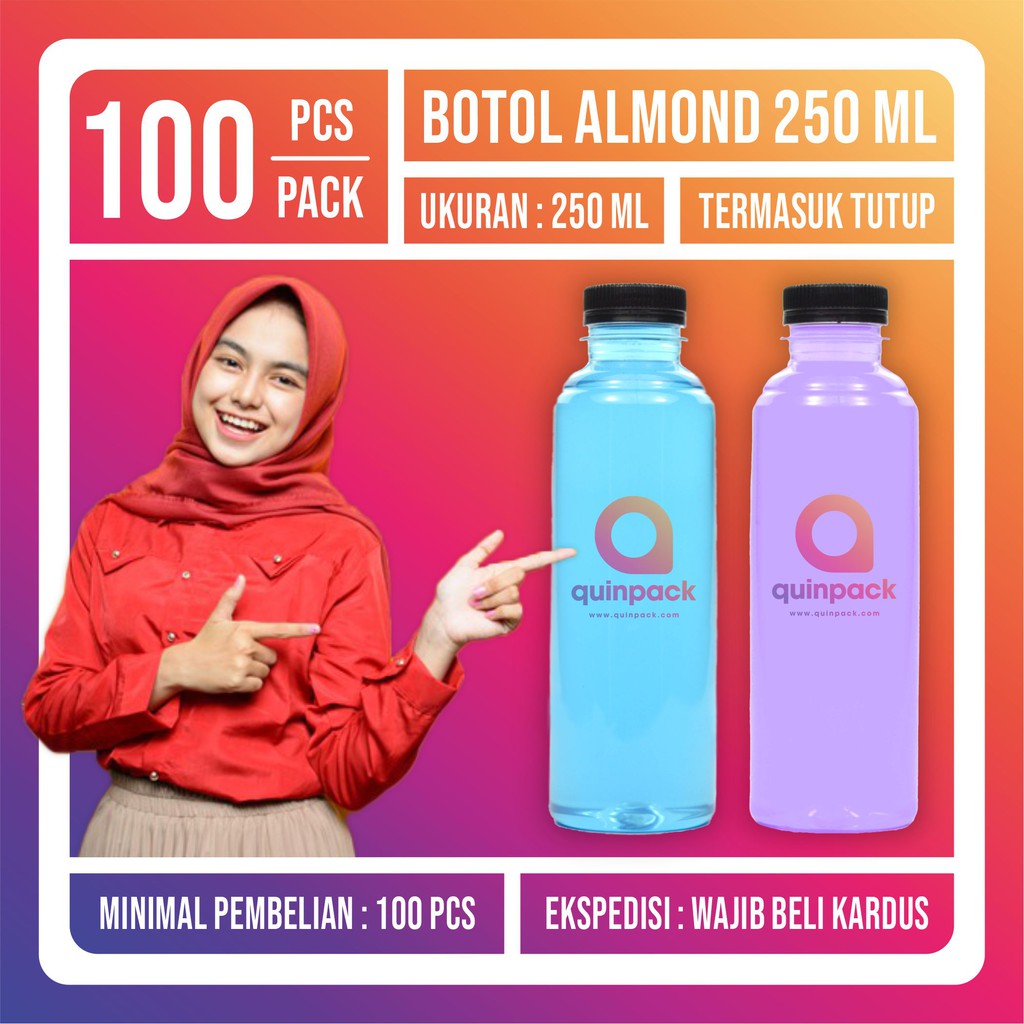 Jual Botol Plastik Almond 250 ML PET Kale Cantik Pir 250ML Minum