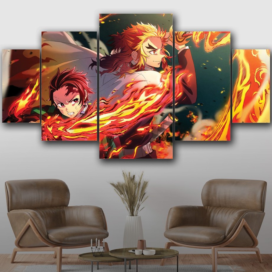 Jual POSTER BINGKAI KAYU ANIME DEMON SLAYER KIMETSU NO YAIBA 1 SET 5 IN