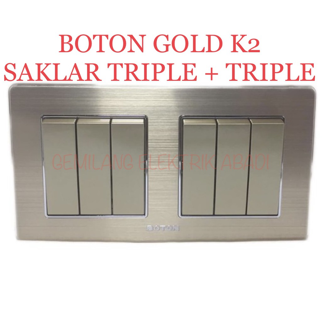 Jual Boton Gold Double Saklar Lampu Triple Triple Gang Way Switch