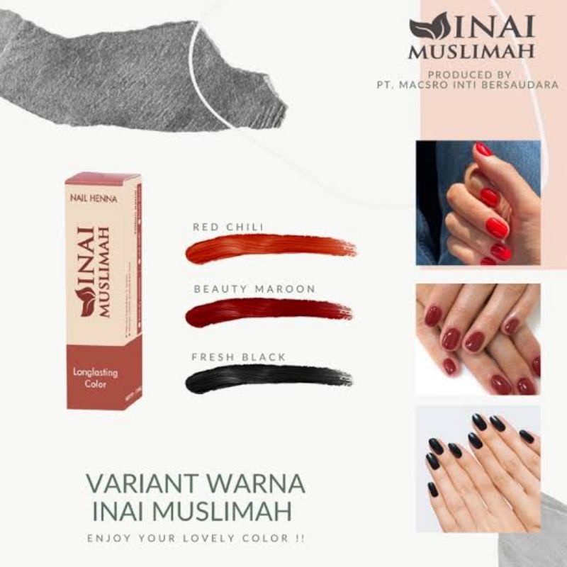 Jual Inai Muslimah Merah Maroon Hitam Ml Henna Nail Henna Kuku Halal