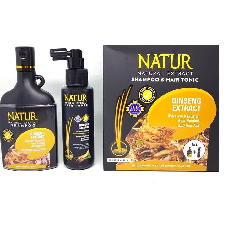 Jual NATUR Natural Extract Shampoo Hair Tonic Ginseng Extract Paket