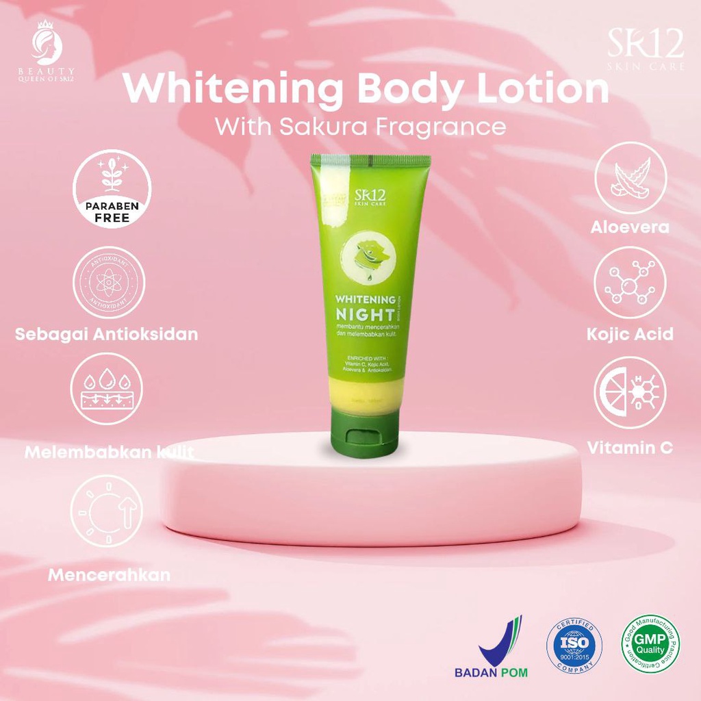 Jual Whitening Body Lotion With Sakura SR12 Lotion Pemutih Badan Body