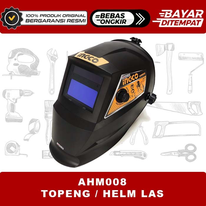 Jual Helm Kedok Las Otomatis Welding Auto Dark Full Face Mask Ingco