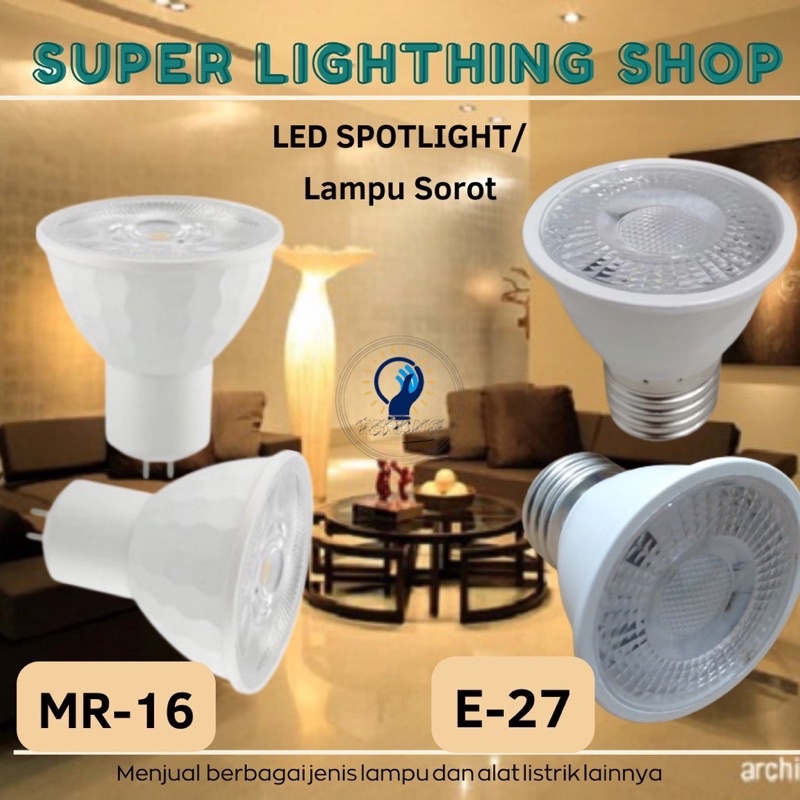 Jual LAMPU HALOGEN SPOTLIGHT LED 7WATT FITTING E27 7 WATT COB SOROT 7W