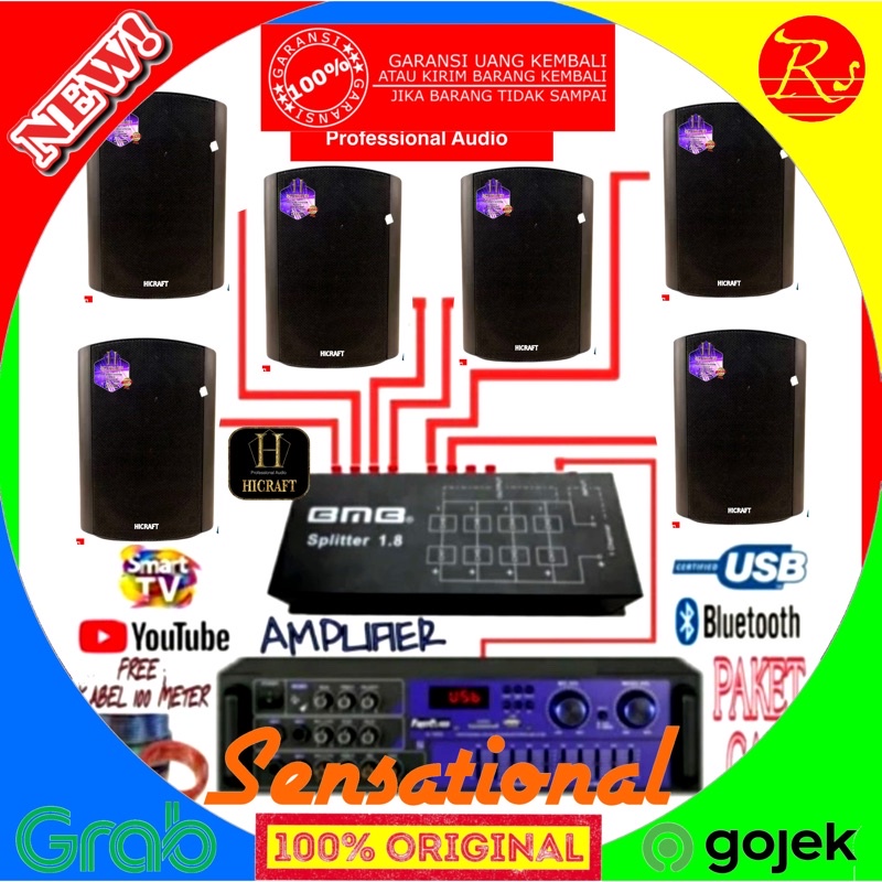 Jual Paket Set Sound 6 Titik Speaker Hicraft Buat Cafe Salon Mesjid