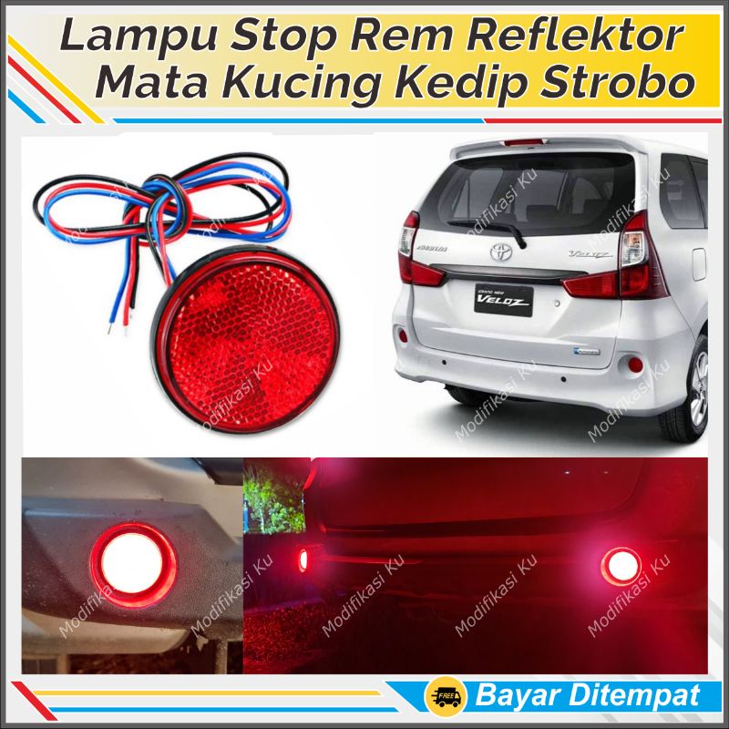 Jual LAMPU REM REFLEKTOR SPAKBOR BUMPER DRL MATA KUCING BULAT 2 MODE