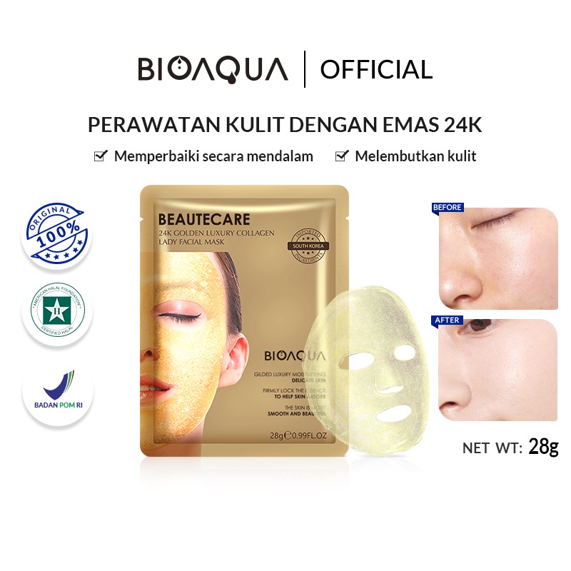 Jual BPOMBIOAQUA Masker Sheet Mask 24K Golden Luxury Peptide Skin