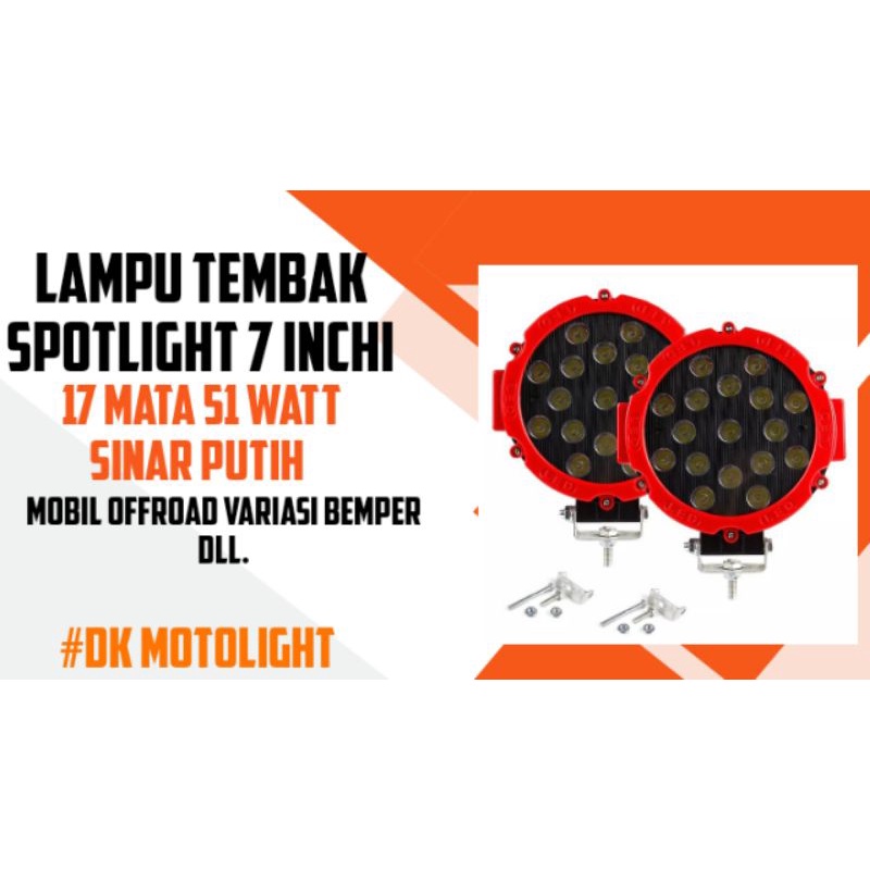 Jual Lampu Sorot Led Inchi Watt Mata Frame Merah Sinar Putih