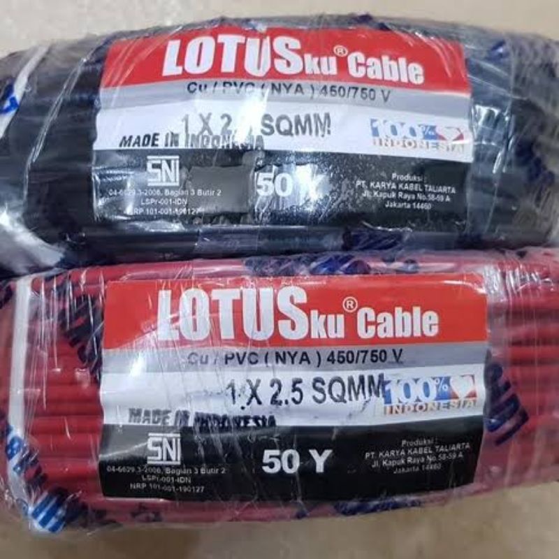 Jual Kabel Listrik Tunggal Kawat Engkel NYA Eceran 1x2 5mm LOTUS