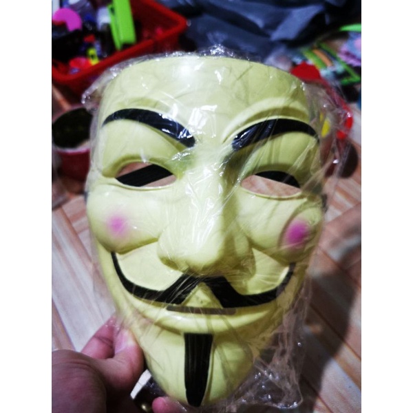 Jual Topeng Vendetta Anonymous Mask Putih Kuning Emas Venddeta