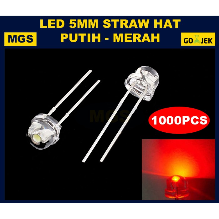 Jual 1000Pcs LED 5mm Strawhat Merah Shopee Indonesia