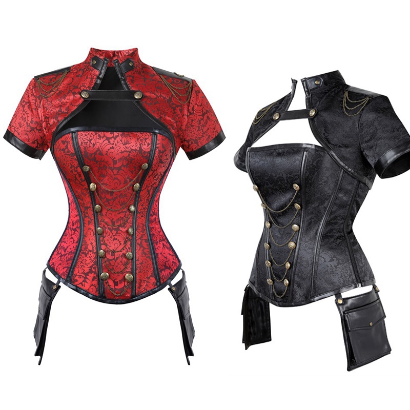 Jual Steampunk Jacket Corset Women Corset Steel Punk Leather Corset